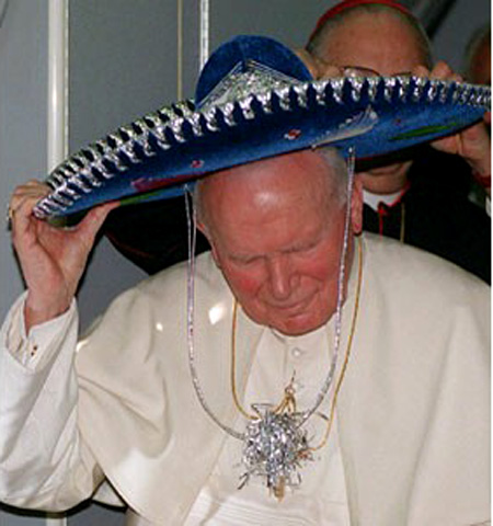 John Paul II wearing a sombrero